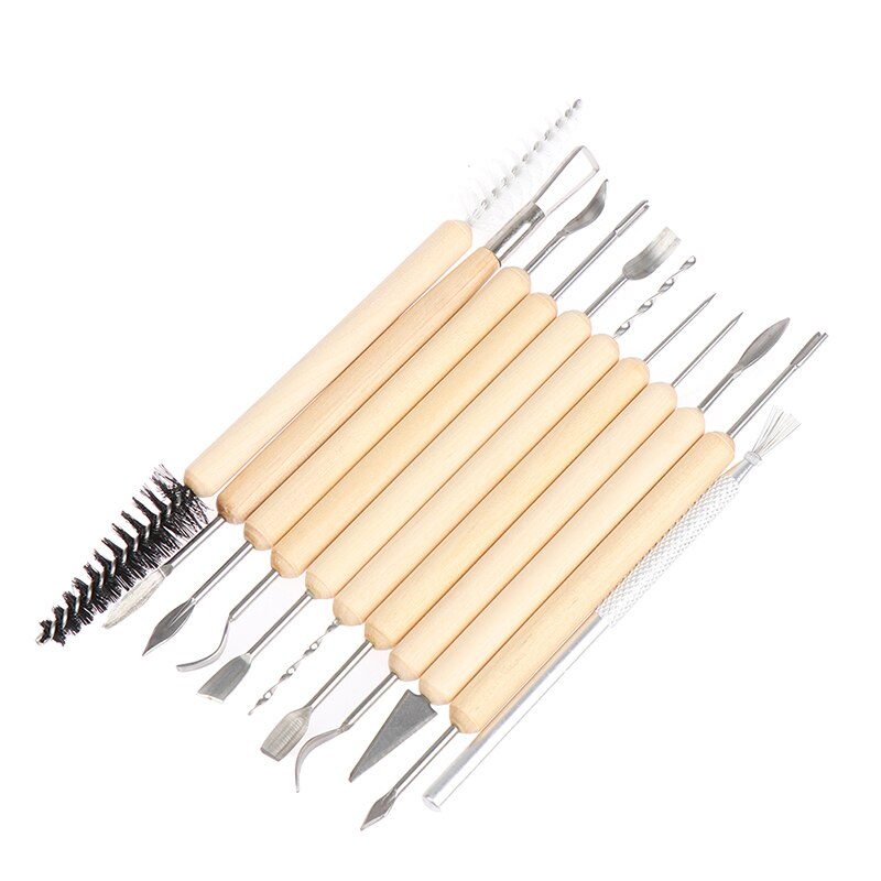 11pcs Clay Sculpting Kit Sculpt Smoothing Wax Carving Pottery Ceramic Tools Polymer Shapers Modeling Carved Tool