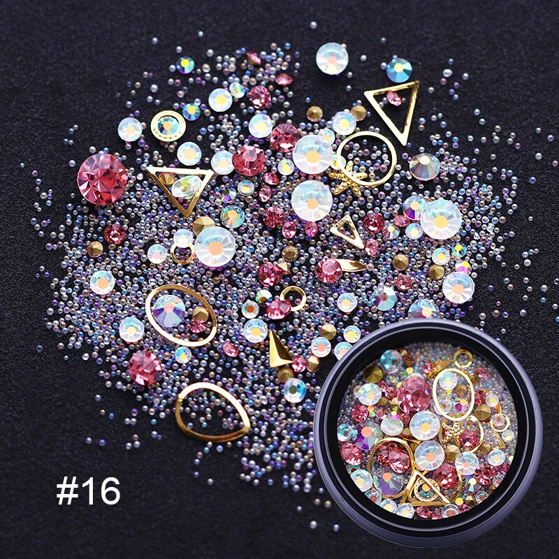 1 stk 3d negle rhinestones sten blandede farverige gør-det-selv-decals med neglebuede pincetkrystaller nail art gør-det-selv dekorationer