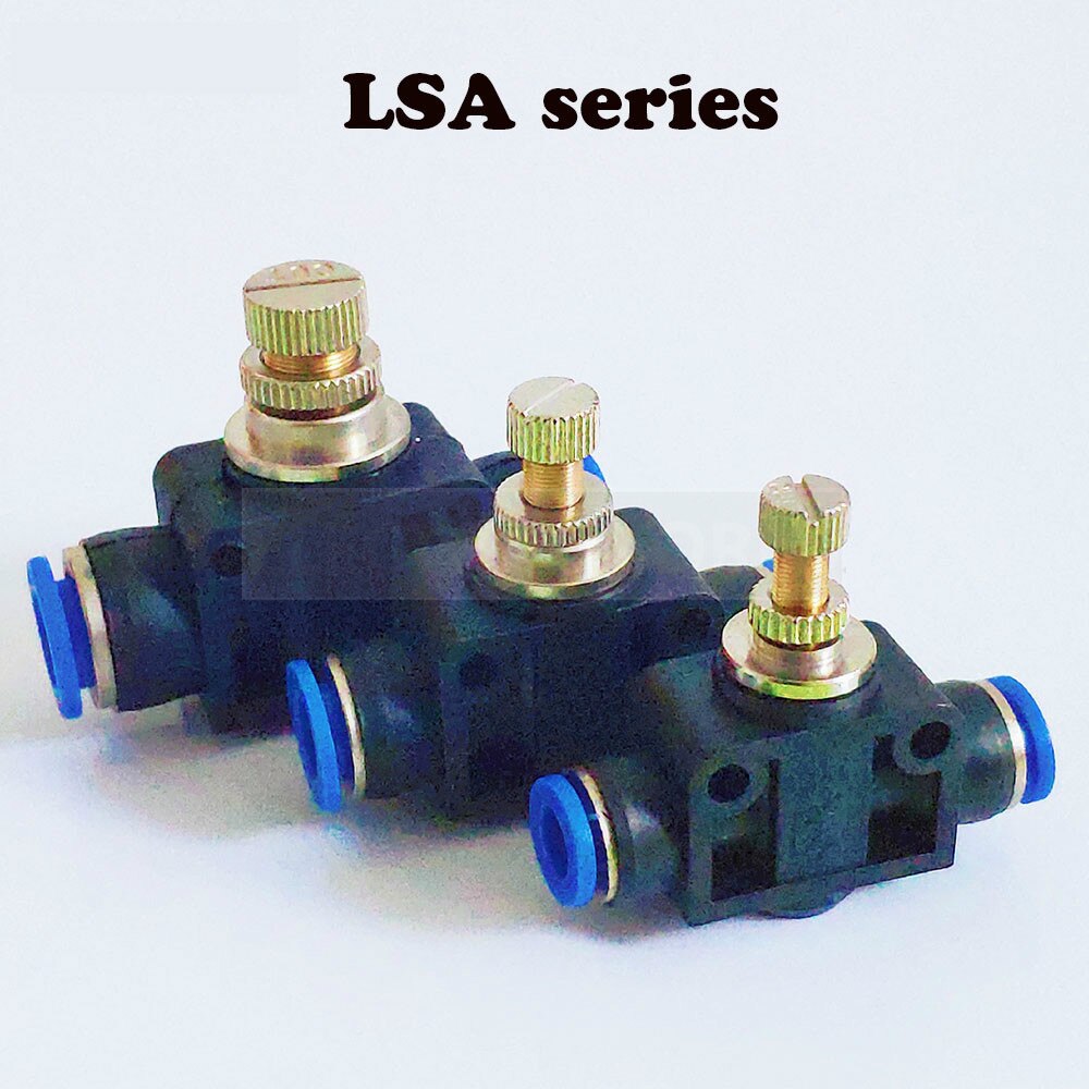 Pneumatic Fitting Airflow Regulator 6mm 8mm 10mm OD Hose Tube Gas Flow Adjust Valve Connector Fitting Air Speed Control Valve
