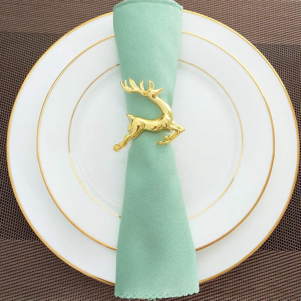 Servietringe , 6 stk guld elg chic servietringe til stedindstillinger, bryllupsreceptioner, jul, taksigelse og hjemmekøkken
