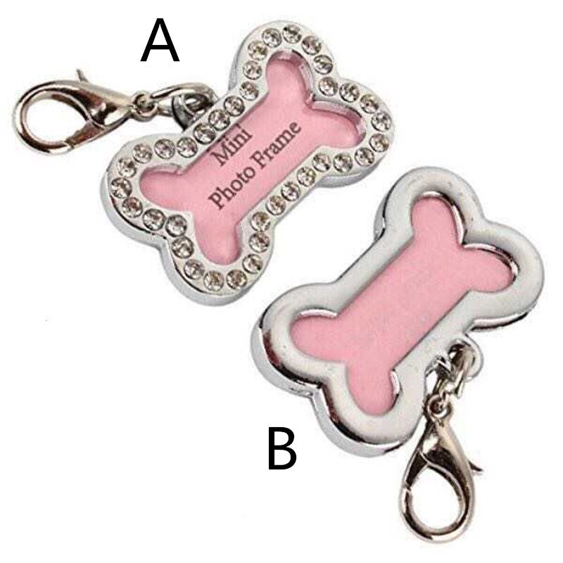 Kæledyrs-id-mærke til kat og hvalp mini anti-tabt knogleformet hund fotonavn adressebog adressemærker til hunde kæledyrshalsbånd etiket vedhæng