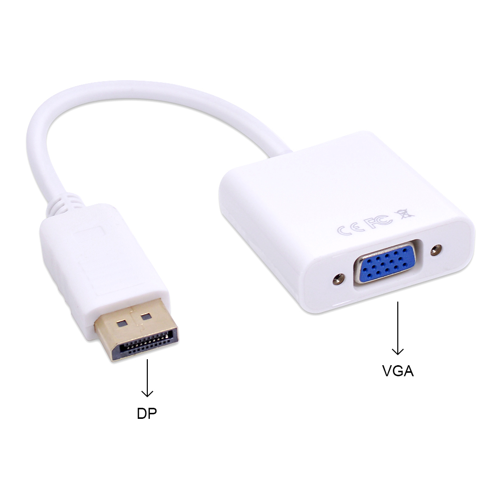 Chipal 10 stk displayport display port dp til vga konverter adapter kabel til pc computer notebook hdtv projektor monitor display