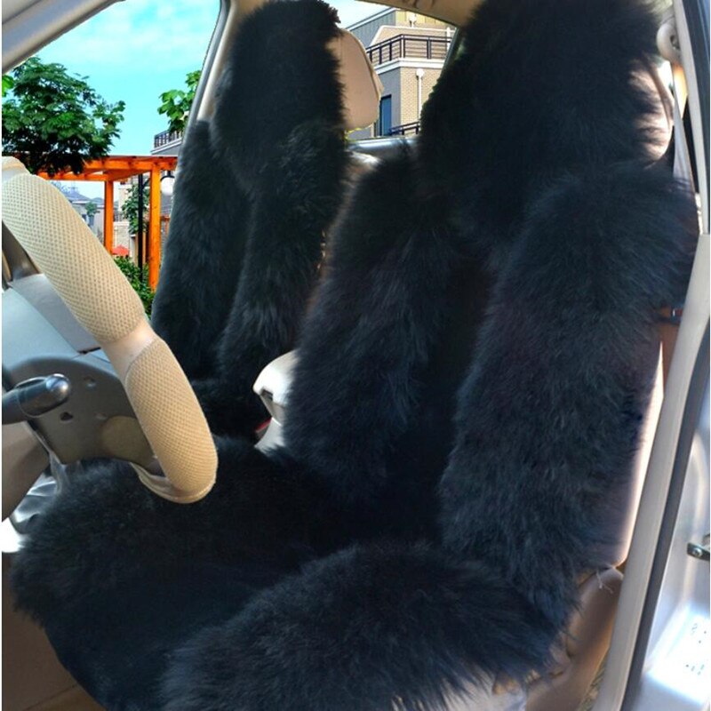 1 pièces 100% naturel fourrure australien en peau de mouton couverture de siège de voiture cheveux longs universel coussin siège de voiture protecteur fourrure housse de siège