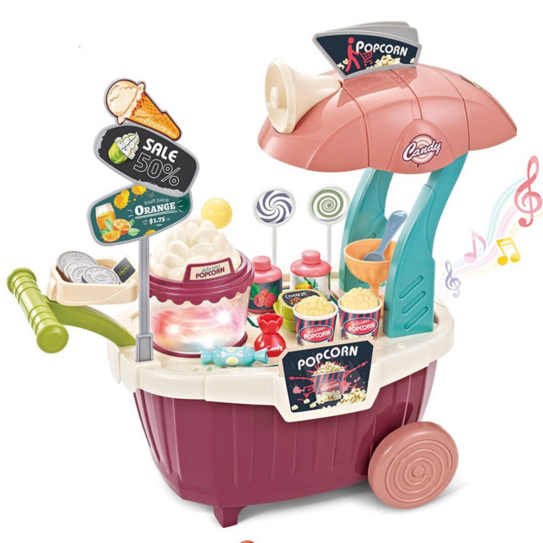 32pz bambini fingono di giocare simulazione caramella Popcorn carrello giocattoli con suono e luce giocattoli educativi per bambini regalo di compleanno