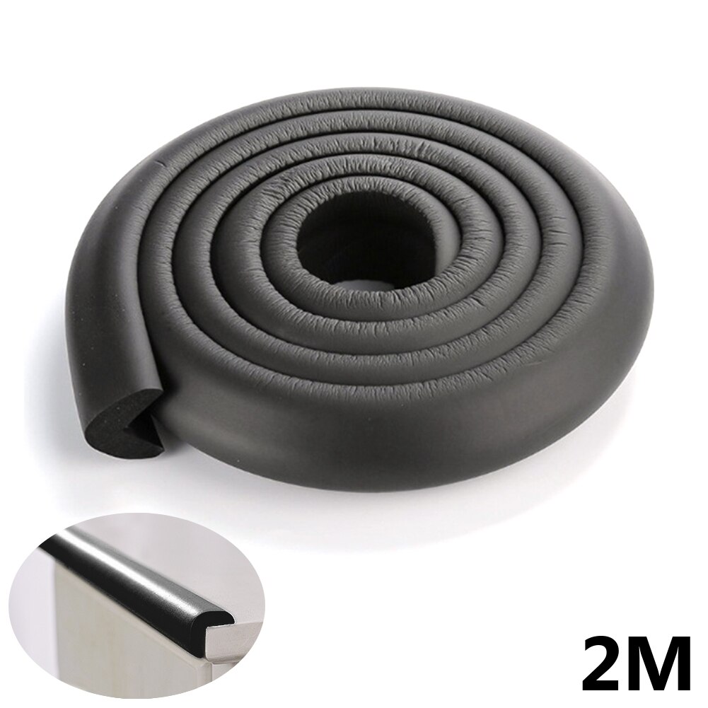 2M L Shape Soft Baby Safety Desk Table Edge Guard Strip Security Kids Protection Bumper Edge Angle Home Anti-collision Strip: black