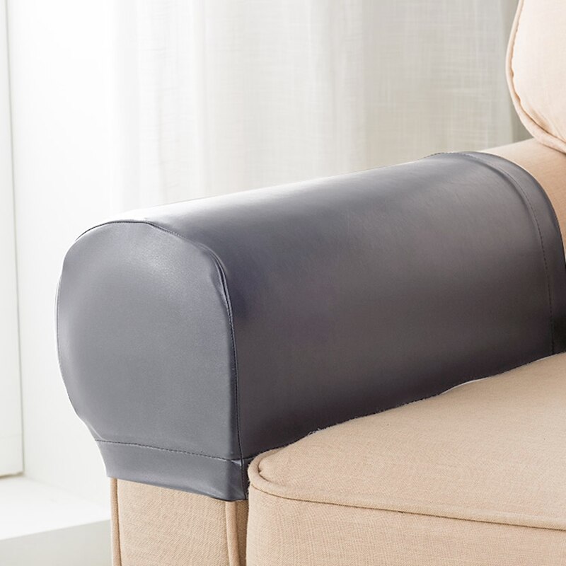 2pc/ sett elastiske pu skinn sofa deksler elastiske vanntette sofa armlenetrekk for sofa stol armbeskyttere glidelås
