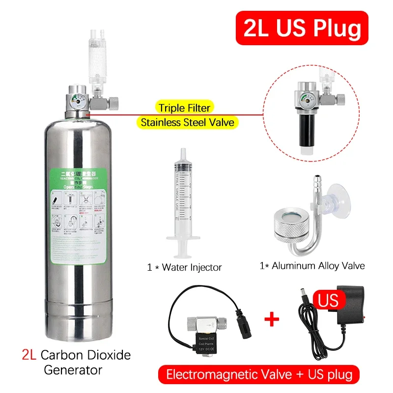 DIY Kooldioxide Reactor Kit Aquarium Fish Tank CO2 Generator RVS Cilinder Generator Systeem voor Aquatische Plant Vis