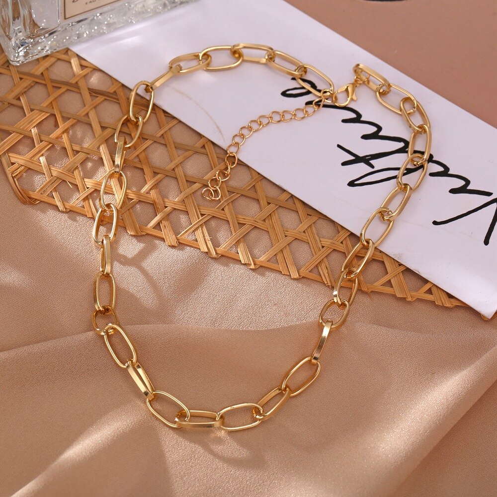 Box Chain Toggle Clasp Gold Necklaces Mixed Linked Circle Necklaces for Women Minimalist Choker Necklace Jewelry: x454jin