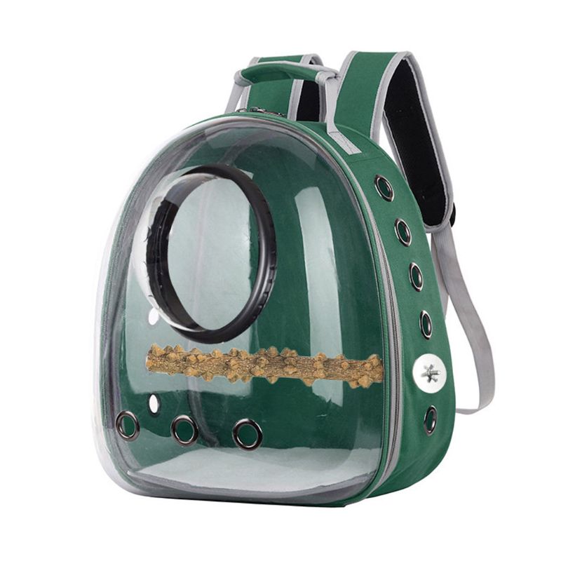 Astronaut Space Capsule Pet Parrot Carrier Birds Breathable Car Bike Window Bubble Travel Carry Bag Transparent Backpack: green