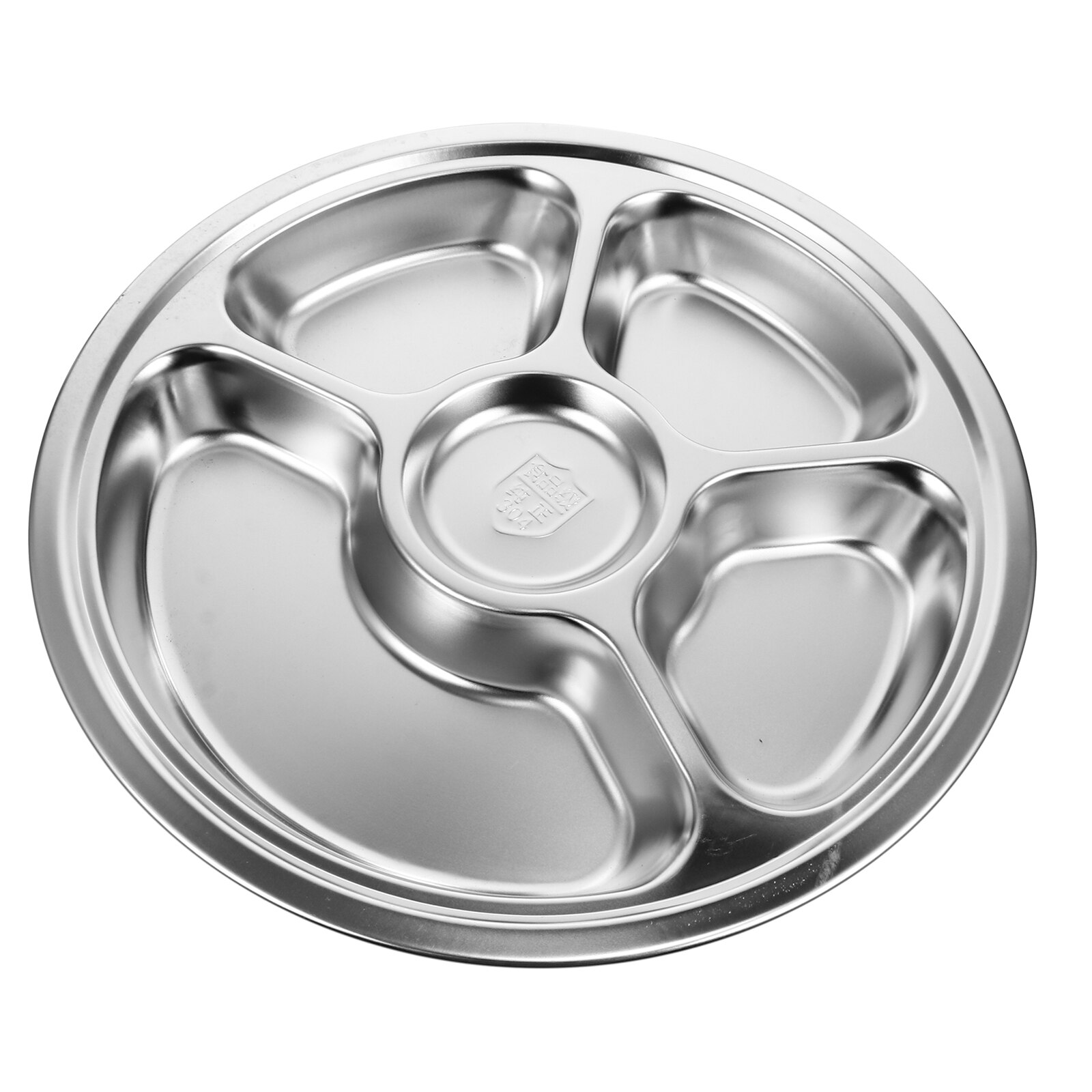 1pc Durable Stainless Steel Food Serving Tray Compartment Tray for Restaurant: Silver 5