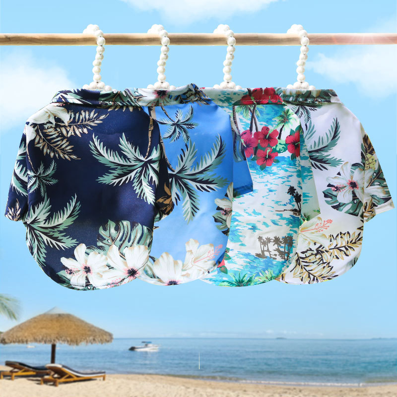 Mode Hawaiiaanse Strandstijl Hondenshirt Zomer Hondenkleding Ademend Kat Dun Shirt Leuke Print Puppy Vest Chihuahua Kleding