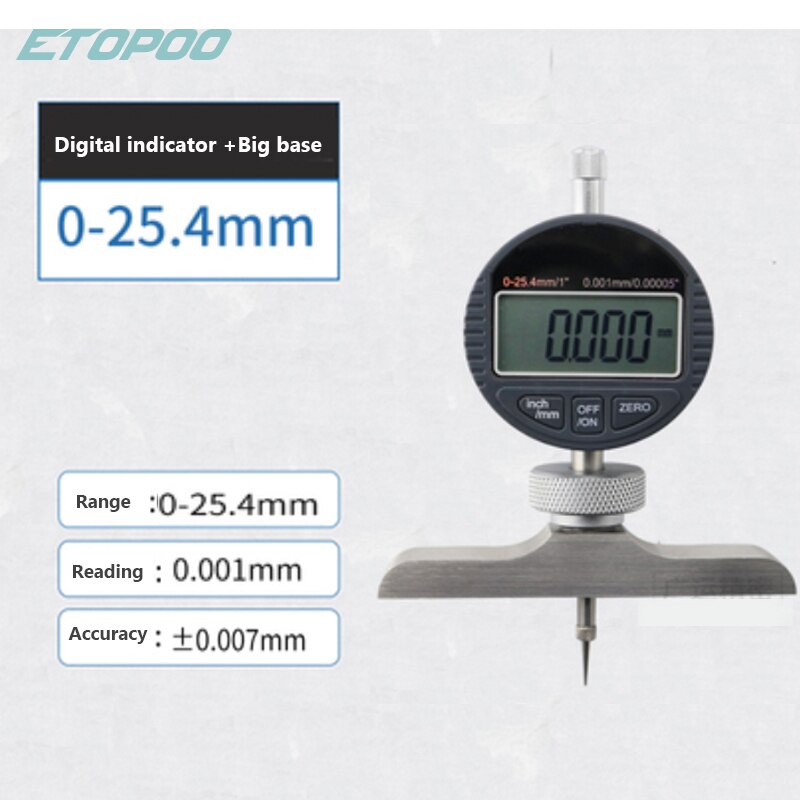 12.7mm/25.4mmGauge stand for depth gauge with harden alloy measuring head dial gauges depth indicator measuring instrument: 25.4mm set 0.001mm