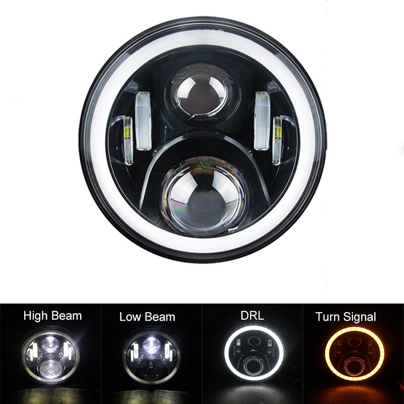 7 Inch Round LED Work Light, 60W Flood Spot Combo Beam LED Light Daytime Driving Off Road Headlight for Jeep 4x4 Offroad ATV: Type E