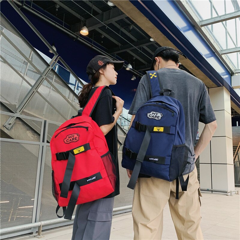 Harajuku Korean-style Street Couples Backpack Style Cool Versatile Students Hiphop-Style Skateboard Bag