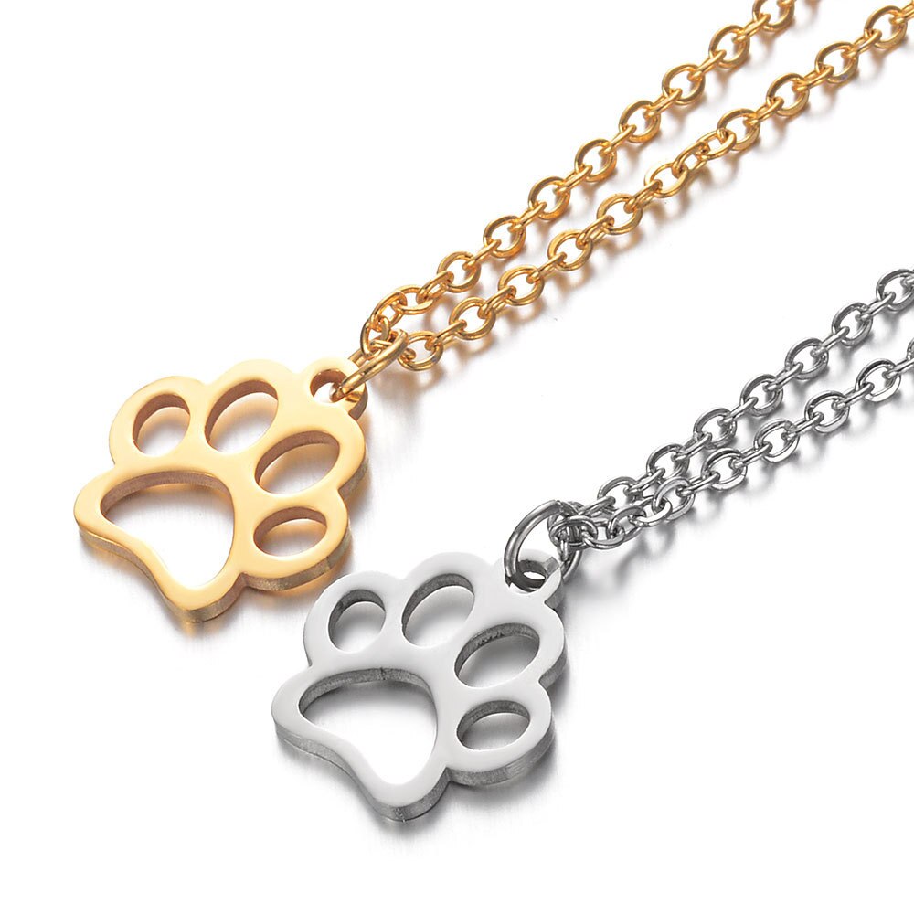 Titanium Steel Dog Paw Print Necklace Female Paw Simple Stainless Steel Pendant Necklace
