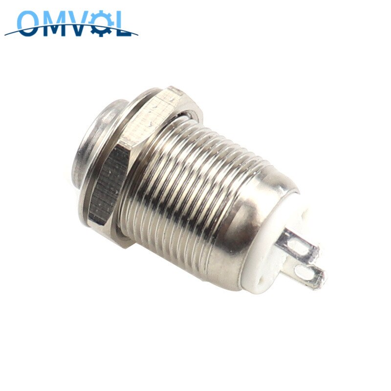 1PC 12mm Waterproof Momentary Round Stainless Steel Metal Push Button Switch Car Start Horn Bell Reset Flat Head &amp; High Head