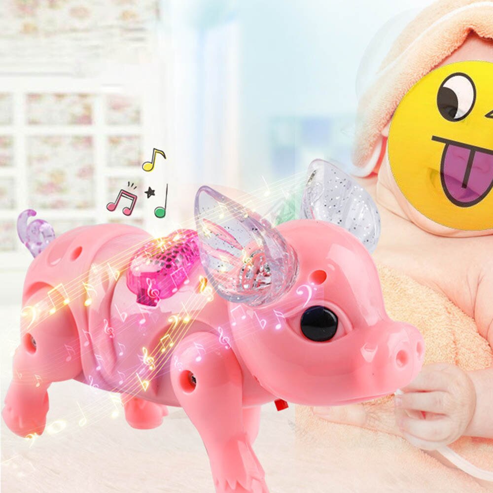 Electronic Walking Pig LED Glow Pet Toy For Children Electric Musical Flashing Kids Interactive s Christmas