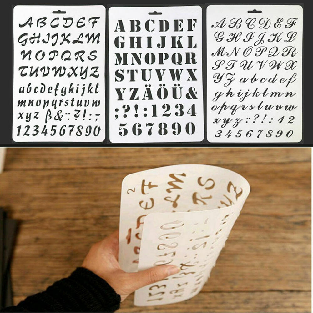 Varumärke språk leksaker alfabet abc nummer lager stenciler klistermärke målning scrapbooking papperskort mall dekoration