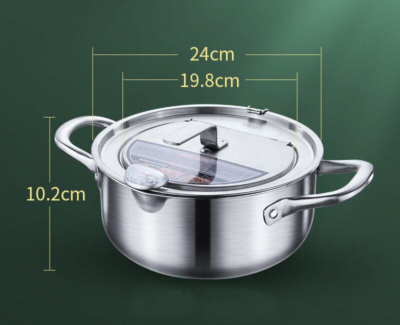 Wilona Huishoudelijke Temperatuur Gecontroleerde Japanse Tempura Kleine Rvs Friteuse Pot Friteuse Inductie Fornuis Cover Pot: 24cm()4L
