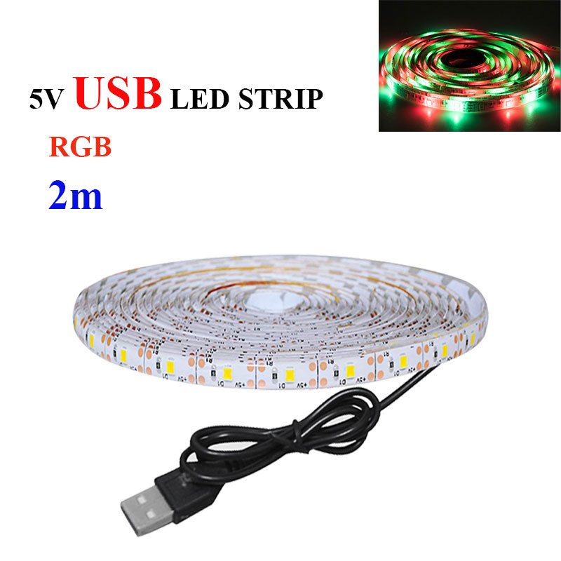 5V Batterie LED Werbung Licht Streifen 1m 2m 3m Drahtlose PIR Sensor Bewegung flexibel Diode Band LED Streifen für Werbung Lampe: 2m USB  RGB