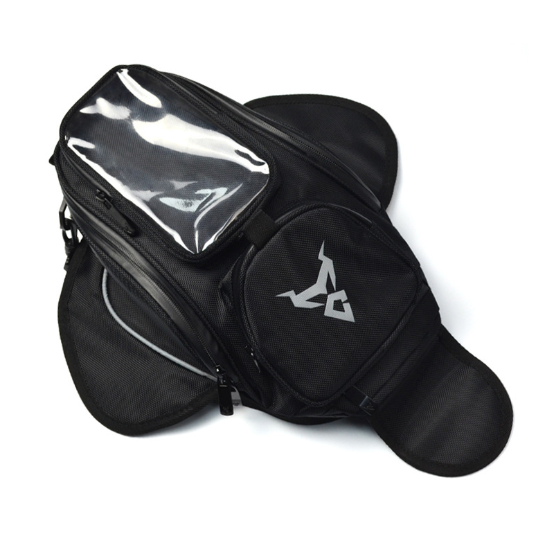 Motorcykel magnetisk tank taske vandtæt motorcykel sadeltaske skuldertaske rygsæk bagage telefon taskeholder til iphone xiaomi: Grå mærke