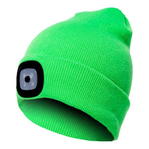 Al aire libre de ciclismo LED Luz de punto de invierno sombrero elástico boina gorra sombrero con iluminación: Fluorescent Green