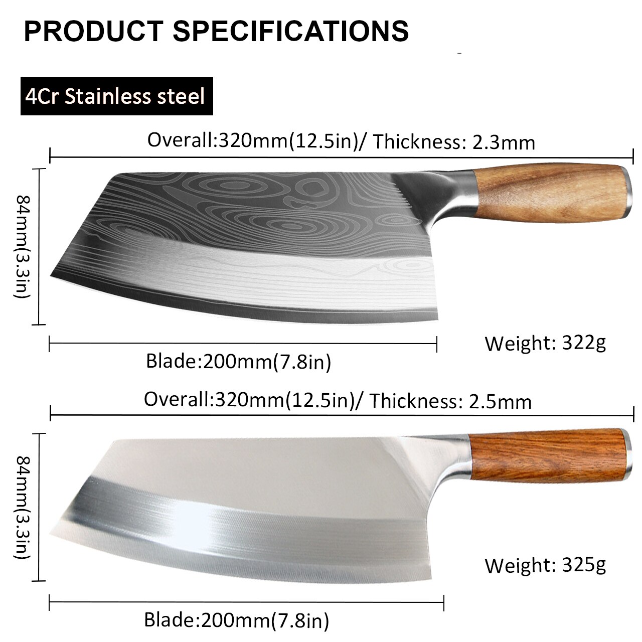 Forged Damascus Cleaver Knife Stainless Steel Chinese Vegetable Meat Chopping Kitchen Knives Cleaver Slicing Chef Knife