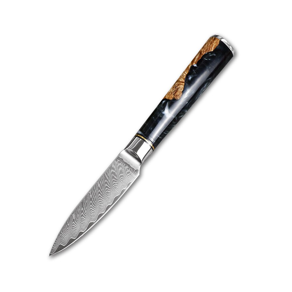 JUMCSONG 1-8 Piece Kitchen Knife Set Damascus Steel Chef Bread Peeled Santoku Sharp Nakiri Cook Kitchen Knife: fruit