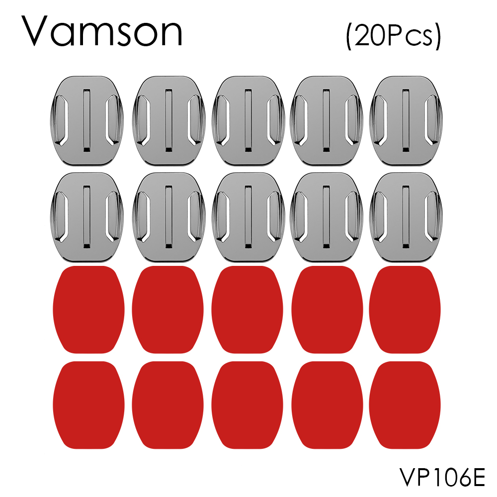 Vamson 20Pcs Platte Oppervlak Base Mount Met 3M Vhb Stickers Voor Gopro Hero 5 4 3 Voor SJ4000 Voor Eken Accessoires VP106E