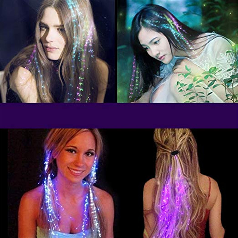 20\50pcs a pack LED Hair Clip Light-Emitting Fiber Optic Wire Hairpin Luminous Silk Braids Styling Tool LED toy for party