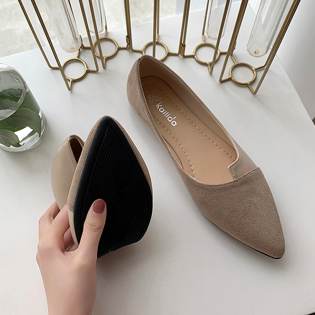 Scarpe basse a punta da donna Scarpe slip on patchwork solide Ballerine casual traspiranti Mocassini comfort quotidiano per tutti gli abbinamenti