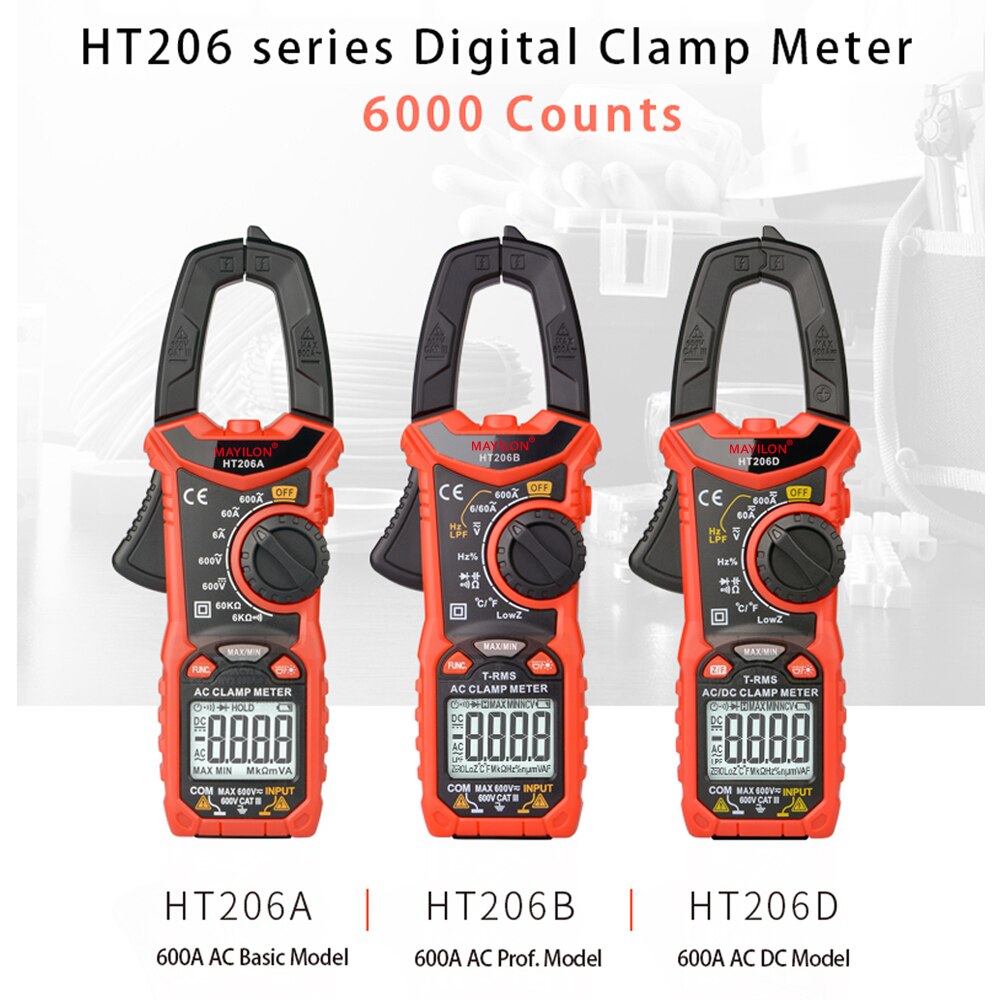 Digital Clamp Meter High Precisions AC/DC Voltage AC Current Resistance Diode Test Continuity Multimeter Voltmeter Ammeter