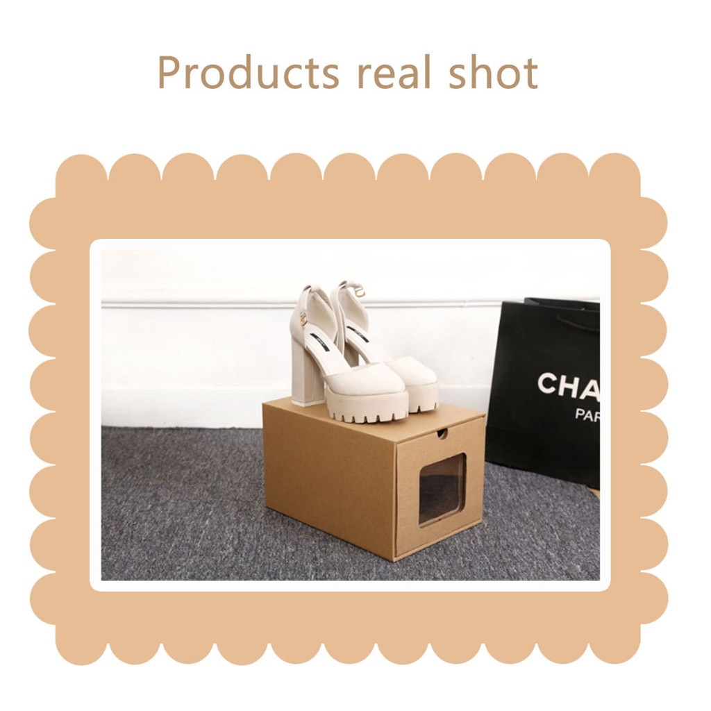 Thickened Kraft Cardboard Shoes Box For Men Women Children Transparent Drawer Shoebox Shoes Stoage Case Organizador De Zapato