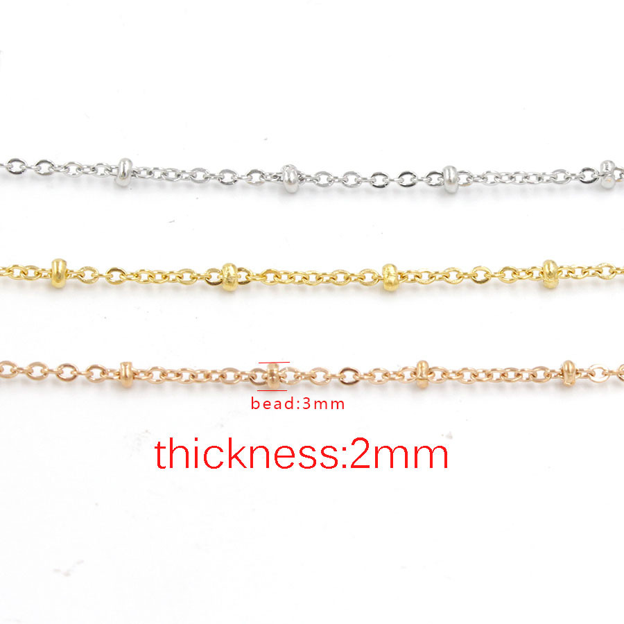 5pc 316L Stainless Steel 45 50 55 60cm Long Rolo Cable Chain Necklace Gold Steel Rose Gold 3mm Ball Bead Necklace Chain Jewelry