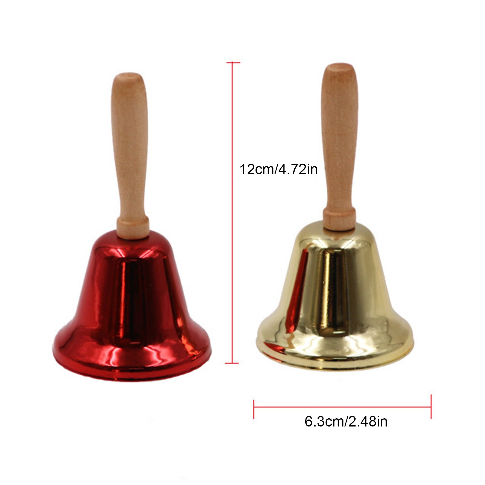 Kerst Producten Metalen Bells Hand Ring Hand Bell Jingle Bells Kerstversiering Houten Handvat Handheld Vieren Rammelaars