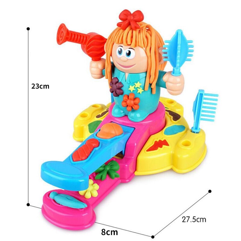 Hairdresser Color Clay 3D Plasticine Tool Mold Set Children Play House Squeeze Hair Toys