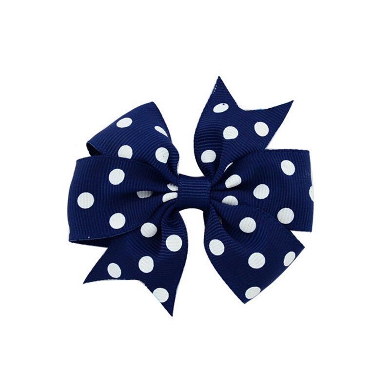 Polka Dot Grosgrain Lint Bows met Alligator Clip Kinderen Meisjes DIY Strikje Haarspelden Baby Haarspelden Hoofddeksels Haar Accessorises: 01 Navy Blue