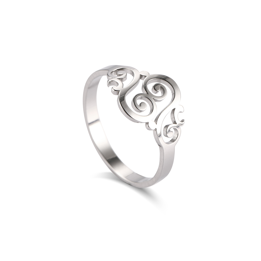 Cazador Vintage fleur filigrane bague femmes couleur or acier inoxydable bagues bijoux anniversaire anniversaire mère: 8 / green