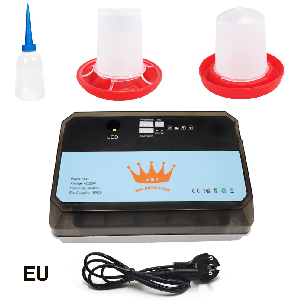 Mini incubadora automática de 15 huevos para pollo, Ganso, pájaro, codorniz, equipo de incubación, herramientas de incubación