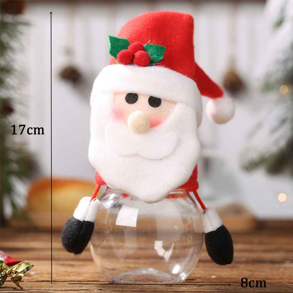 1Pc Santa Claus Snowman Candy Jar Empty Chocolate Cookie Candy Box Storage Bottle DIY Year Christmas Party Kids Navidad: Santa Claus