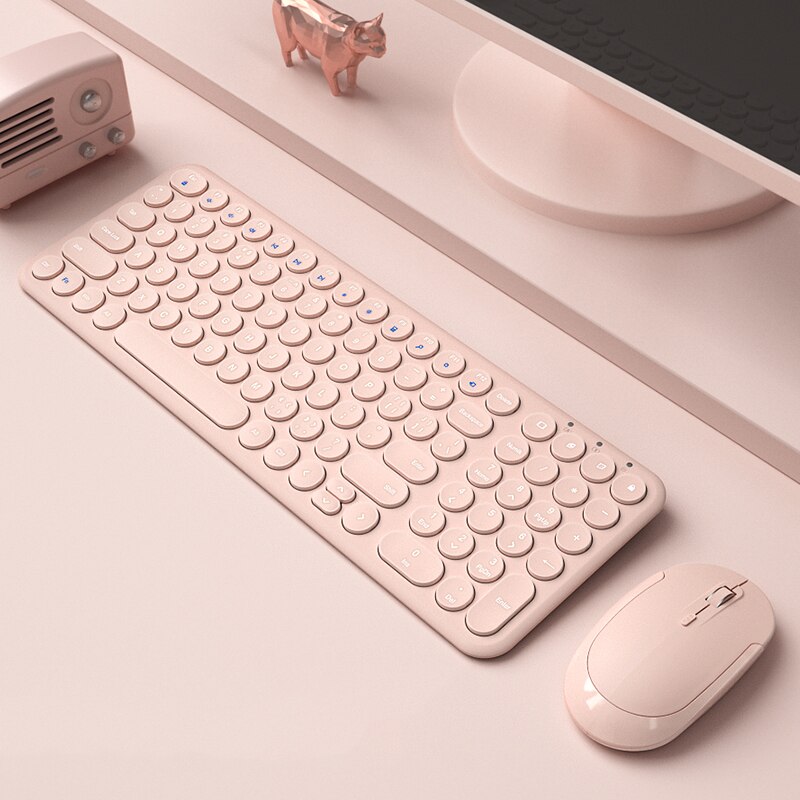 Ergonomic Mouse Round keycap Keyboard Gaming Mouse2.4G Wireless Silent Keyboard For Macbook Pro Lenovo Computer Keyboard Mouse: keyboard mouse 3