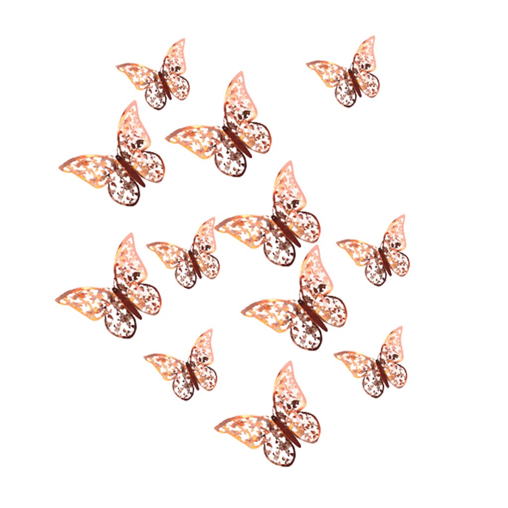 48 stuks stickers, 3d vlinders als muurstickers, huisdecoratie, 3d gouden en zilveren vlinders als decoratie voor de bruiloft in de woonkamer.: Ik