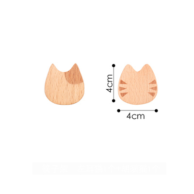 1Pcs Japanese style wooden chopstick holder Beech cat chopstick holder Cartoon kitchen hotel chopstick holder tableware: D