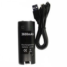 Zwart 3600mAH Oplaadbare Batterij Oplader Kabel voor Nintendo Wii Remote Controller