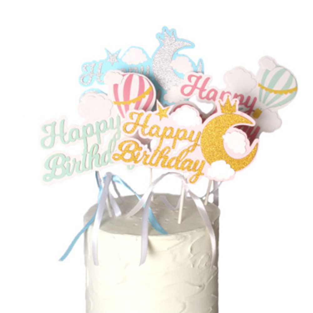 Kleurrijke "happy birthday" maan luchtballon taart hoge hoed bruiloft bruid dessert verjaardag feestdecoratie schattig