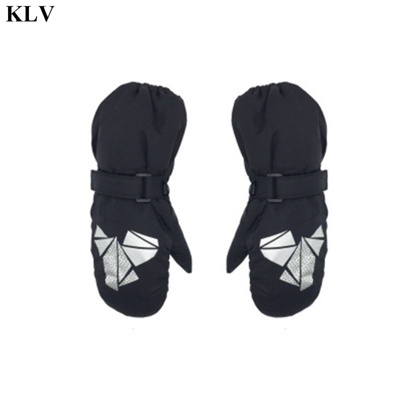 Klv Kinderen Winter Warme Handschoenen Jongens Meisjes Geometrische Print Dikke Winddicht Waterdicht Baby Wanten: B