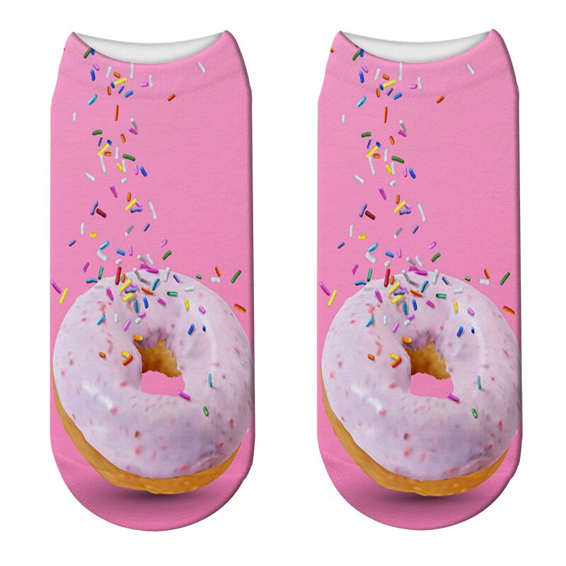 Japanese Women Cute Fruit Food Dessert 3D Print Socks Funny Donut Doughnut Short Socks Cute Happy Funny Cotton Socks Calcetines: 1