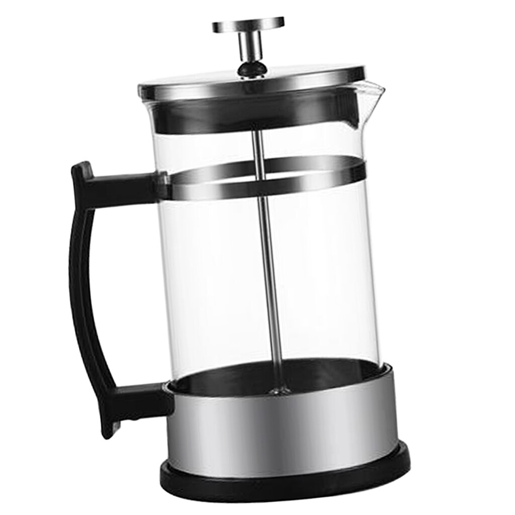 Cafetera y tetera a presión francesa, cafetera pequeña de acero inoxidable 304 y vidrio resistente al calor (negro), 12oz