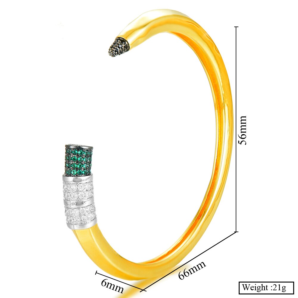 Godki Trendy Potlood Ontwerpen Bangle Manchet Voor Vrouwen Bruiloft Volledige Kubieke Zirkoon Crystal Cz Dubai Zilver Kleur Party Armband