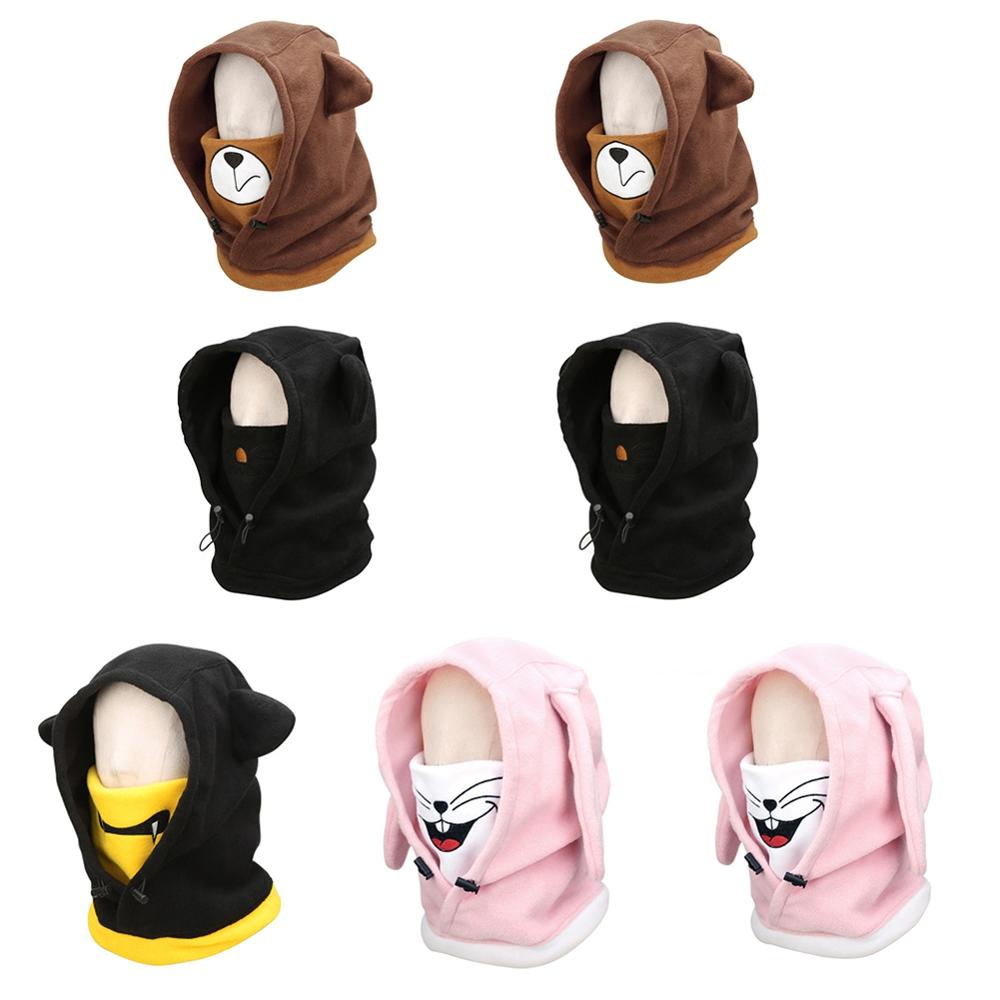 Schattige Skiën Hoofddeksels Cartoon Dier Patroon Volledige Gezicht Thermische Outdoor Beschermende Balaclava Hood Ski Fietsen Masker Helm